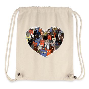 Conception de cœur avec des chats mignons - Sac à cordon recyclé Stanley/Stella - blanc naturel - Devant