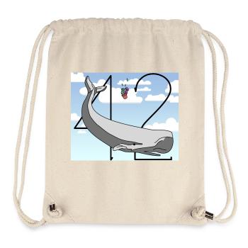 H2G2 Fan Art. Sperm whale and petunia falling. 42 - Stanley/Stella Recycled Gym Bag - natural - Front