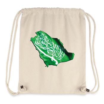 Saudi Arabia Flag in Saudi Arabia Map - Stanley/Stella Recycled Gym Bag - natural - Front