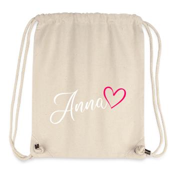 Anna Surname First Name Heart Pink - Stanley/Stella Recycled Gym Bag - natural - Front