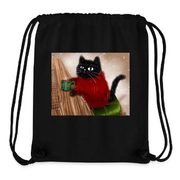 Chat en pull - Sac à cordon recyclé Stanley/Stella - noir - Devant