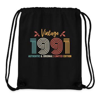 Anniversaire 1991 Anniversaire né en 1991 rétro - Sac à cordon recyclé Stanley/Stella - noir - Devant