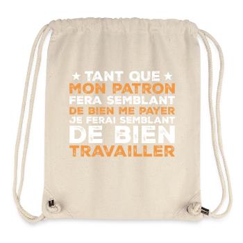 Citation Travail Collègue Humour - Sac à cordon recyclé Stanley/Stella - blanc naturel - Devant