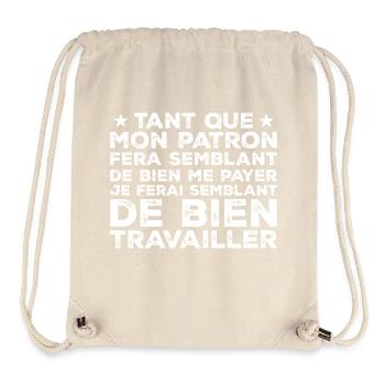 Citation Travail Collègue Humour - Sac à cordon recyclé Stanley/Stella - blanc naturel - Devant