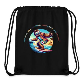 Slow Down Sloth Surf - Faultier Surf T-Shirt - Stanley/Stella Recycled Gym Bag - black - Front