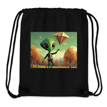 niedlich klein grün retro vintage alien fliegen einen drachen fliegen - Stanley/Stella recycelter Gym Bag - Schwarz - Vorne