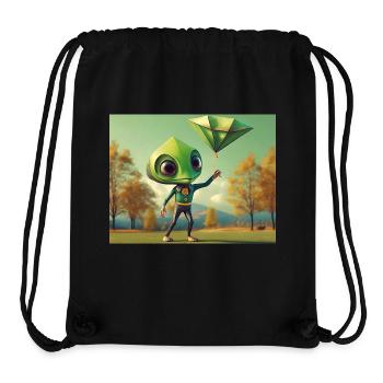 niedlich klein grün retro vintage alien fliegen einen drachen fliegen - Stanley/Stella recycelter Gym Bag - Schwarz - Vorne