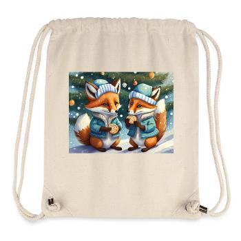Mignon petit renard démon vie quotidienne - biscuits - Sac à cordon recyclé Stanley/Stella - blanc naturel - Devant