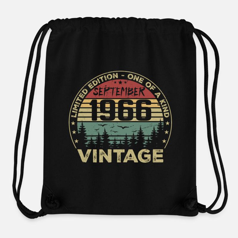 September 1966 Vintage Birthday Gift 1966 - Stanley/Stella Recycled Gym Bag - black