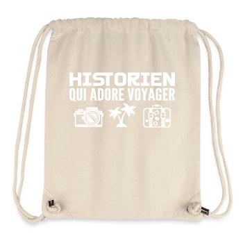 Voyageurs & Historiens : Passion & Découverte - Sac à cordon recyclé Stanley/Stella - blanc naturel - Devant