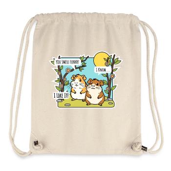 Deux copains hamsters - l’un qui sent drôle - Sac à cordon recyclé Stanley/Stella - blanc naturel - Devant