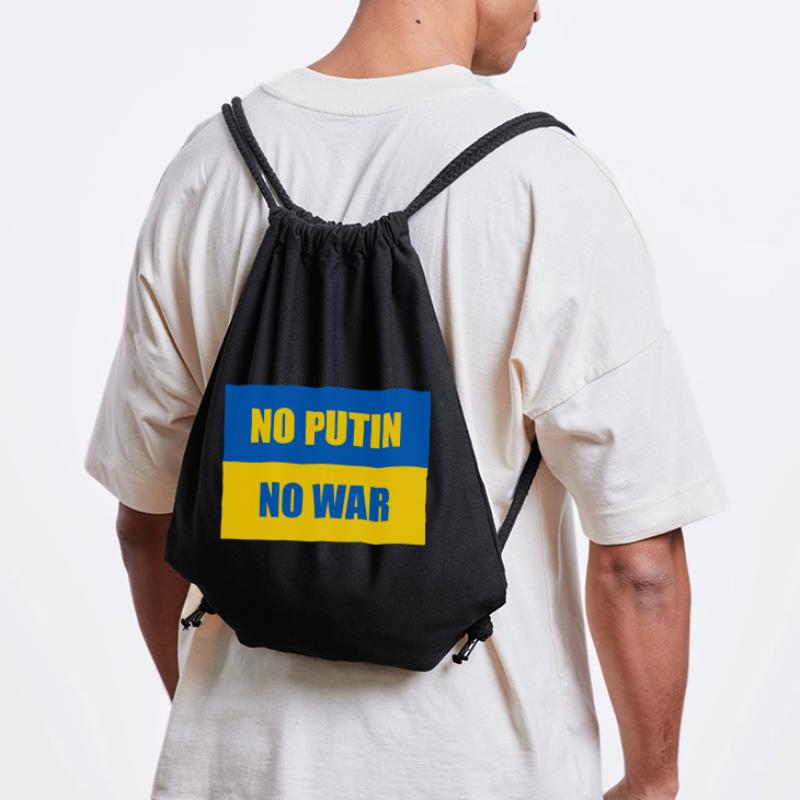 PAS DE POUTINE PAS DE GUERRE - Drapeau de l’Ukraine Sac à cordon recyclé Stanley/Stella