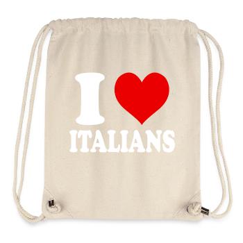 I Love Italians Heart Funny Witty - Stanley/Stella Recycled Gym Bag - natural - Front