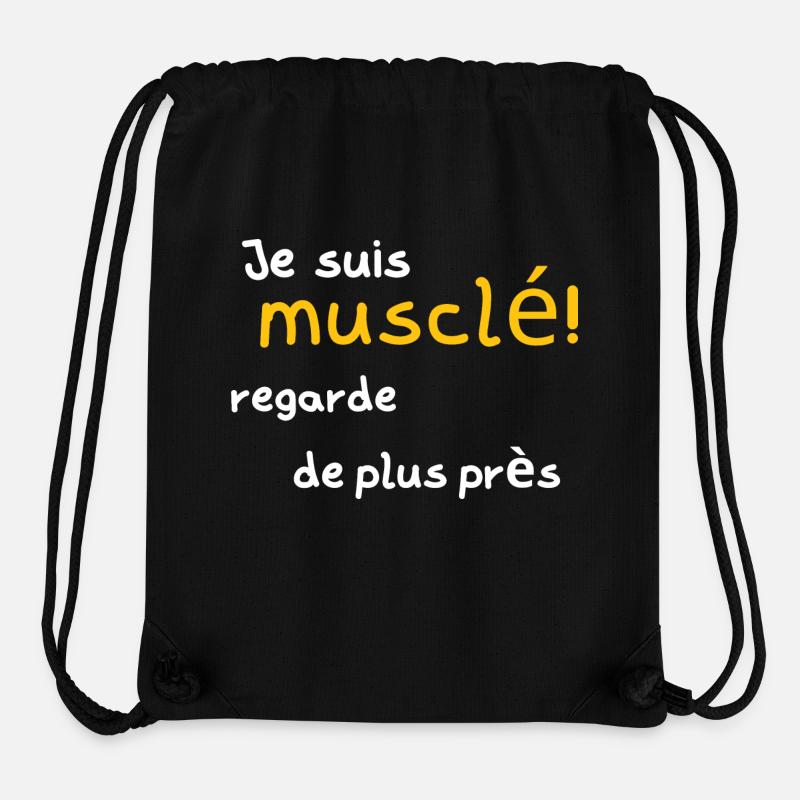 je suis musclé regarde de plus près - Sac à cordon recyclé Stanley/Stella - noir