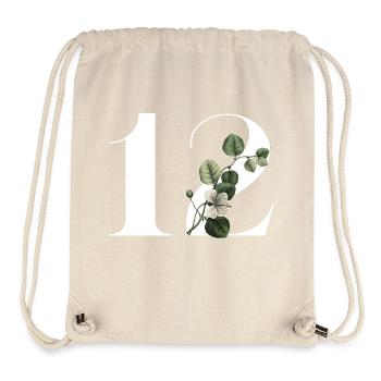 Numéro 12 floral vert -12e anniversaire floral - Sac à cordon recyclé Stanley/Stella - blanc naturel - Devant