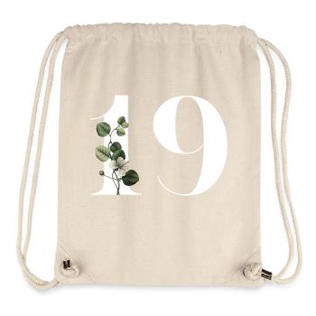 Numéro 19 floral vert -19e anniversaire floral - Sac à cordon recyclé Stanley/Stella - blanc naturel - Devant