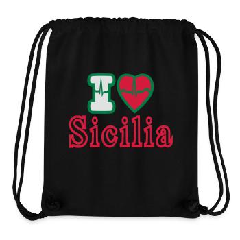 I love Sicilia - Sac à cordon recyclé Stanley/Stella - noir - Devant