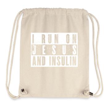 Humorvolles Geschenk: I Run On Jesus & Insulin - Stanley/Stella recycelter Gym Bag - Naturweiß - Vorne