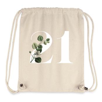 Numéro 21 floral vert -21e anniversaire floral - Sac à cordon recyclé Stanley/Stella - blanc naturel - Devant