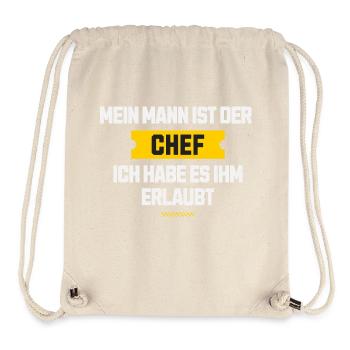 Lustiger Frau/Mann Ehe-Spruch Chef mit Erlaubnis - Stanley/Stella recycelter Gym Bag - Naturweiß - Vorne