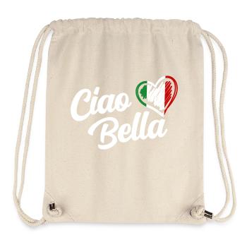 Damen Ciao Bella Italienisch Hallo schönes Geschenk - Stanley/Stella recycelter Gym Bag - Naturweiß - Vorne