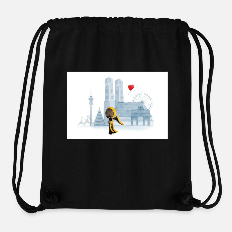 Münchner Kindl mit München Skyline - Stanley/Stella recycelter Gym Bag - Schwarz