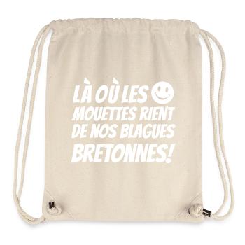 blagues bretonnes,cadeaux humoristique,Humour BZH - Sac à cordon recyclé Stanley/Stella - blanc naturel - Devant