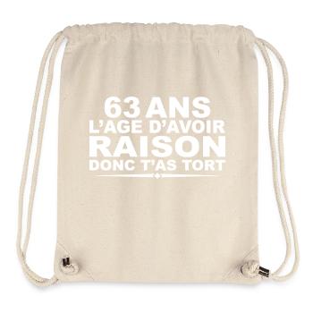 63 Jahre alt | Humor Geschenk zum 63. Geburtstag - Stanley/Stella recycelter Gym Bag - Naturweiß - Vorne