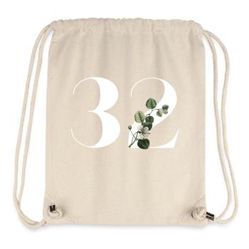 Numéro 32 floral vert - 32e anniversaire floral - Sac à cordon recyclé Stanley/Stella - blanc naturel - Devant