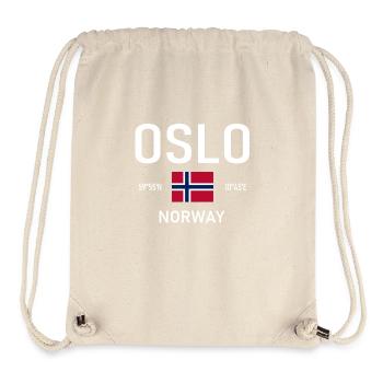 Oslo - Norvège - Coordonnées - Drapeau - Sac à cordon recyclé Stanley/Stella - blanc naturel - Devant