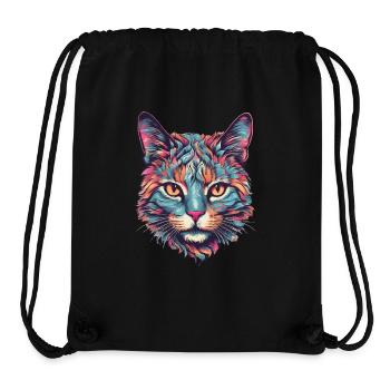 Farbenfrohe Katzenmystik: Kopf in Rot, Blau und We - Stanley/Stella recycelter Gym Bag - Schwarz - Vorne