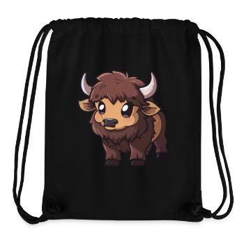 Personnage de dessin animé de bison mignon - Sac à cordon recyclé Stanley/Stella - noir - Devant