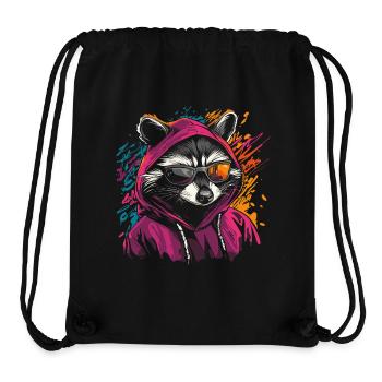Raccoon with sunglasses and hoodie graffiti style - Stanley/Stella Recycled Gym Bag - black - Front