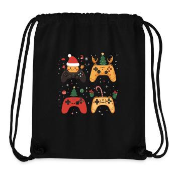 Manette de jeu avec décoration de Noël - Sac à cordon recyclé Stanley/Stella - noir - Devant