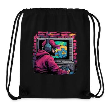 Retro gaming zocken vintage nostalgie - Stanley/Stella recycelter Gym Bag - Schwarz - Vorne