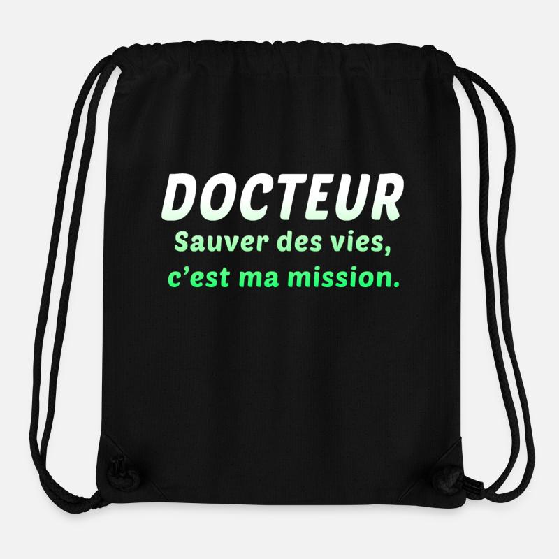 Docteur médecin infirmier sante blouse blanche - Sac à cordon recyclé Stanley/Stella - noir