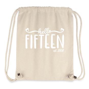 15th Birthday Women Hello Fifteen Est. 2008 - Stanley/Stella Recycled Gym Bag - natural - Front