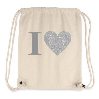 Lettre i cœur argenté - Sac à cordon recyclé Stanley/Stella - blanc naturel - Devant