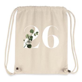 Numéro 26 floral vert -26e anniversaire floral - Sac à cordon recyclé Stanley/Stella - blanc naturel - Devant