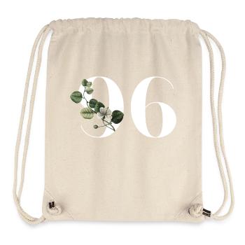 Numéro 96 floral vert - 96e anniversaire floral - Sac à cordon recyclé Stanley/Stella - blanc naturel - Devant