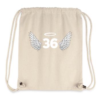 Nummer 36 Engel - Flügel zum 36. Geburtstag - Stanley/Stella recycelter Gym Bag - Naturweiß - Vorne