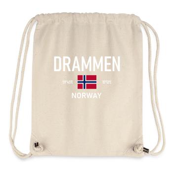 Drammen - Norvège - Coordonnées - Drapeau - Sac à cordon recyclé Stanley/Stella - blanc naturel - Devant