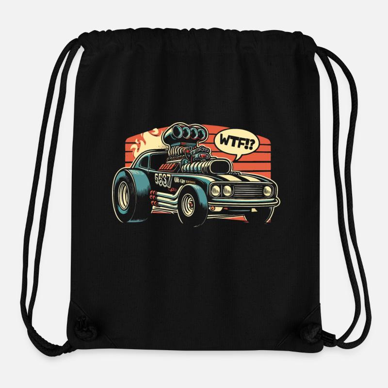 Course de voitures de dragsters - Cadeau pour les fans de sport automobile ! - Sac à cordon recyclé Stanley/Stella - noir