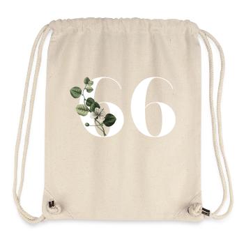 Nummer 66 Blumengrün - 66. Blumengeburtstag - Stanley/Stella recycelter Gym Bag - Naturweiß - Vorne