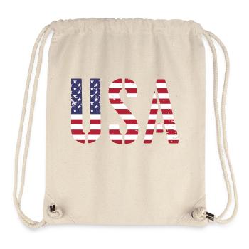 Les États-Unis aux couleurs du drapeau américain drapeau - Sac à cordon recyclé Stanley/Stella - blanc naturel - Devant