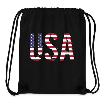 Les États-Unis aux couleurs du drapeau américain drapeau - Sac à cordon recyclé Stanley/Stella - noir - Devant