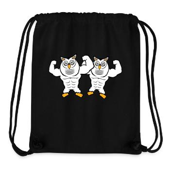 2 Eulen Bodybuilder Muskeln Bizeps Posen Gym Rat - Stanley/Stella recycelter Gym Bag - Schwarz - Vorne