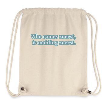 who comes zuerst - Stanley/Stella recycelter Gym Bag - Naturweiß - Vorne