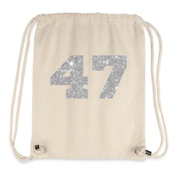 Number 47 Silver Glitter - 47th Anniversary - Stanley/Stella Recycled Gym Bag - natural - Front