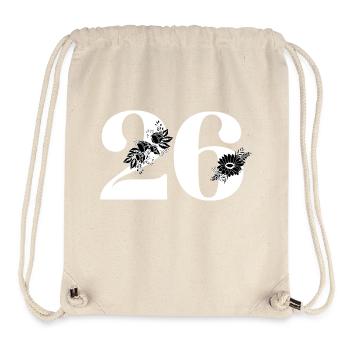 Nummer 26 Schwarze Blumen - 26. Blumenjubiläum - Stanley/Stella recycelter Gym Bag - Naturweiß - Vorne
